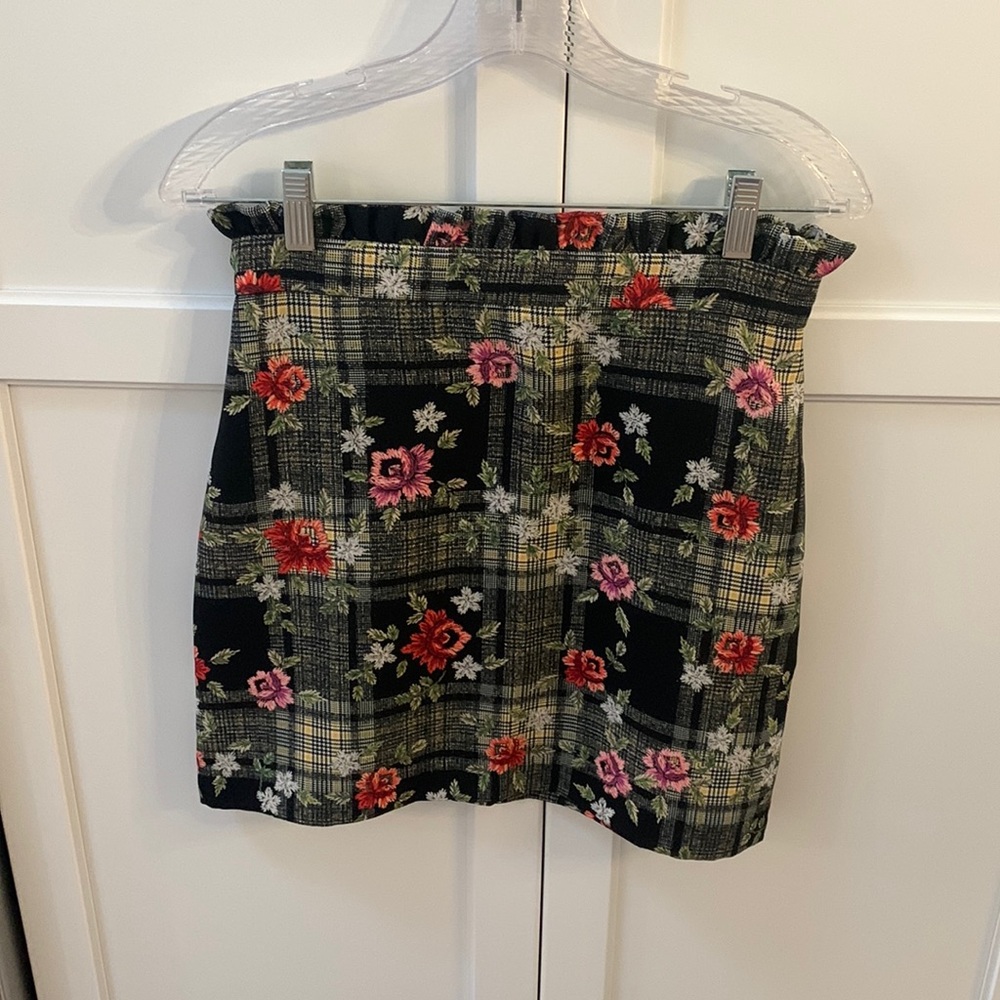 Topshop Women’s Plaid and Floral Skirt Size 6